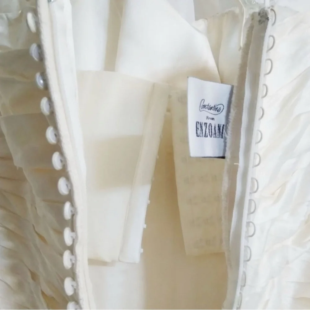 NWT ENZOANI Erica Light Ivory/Antique Gold Koyna Silk Princess Dress (6) - Picture 10 of 14